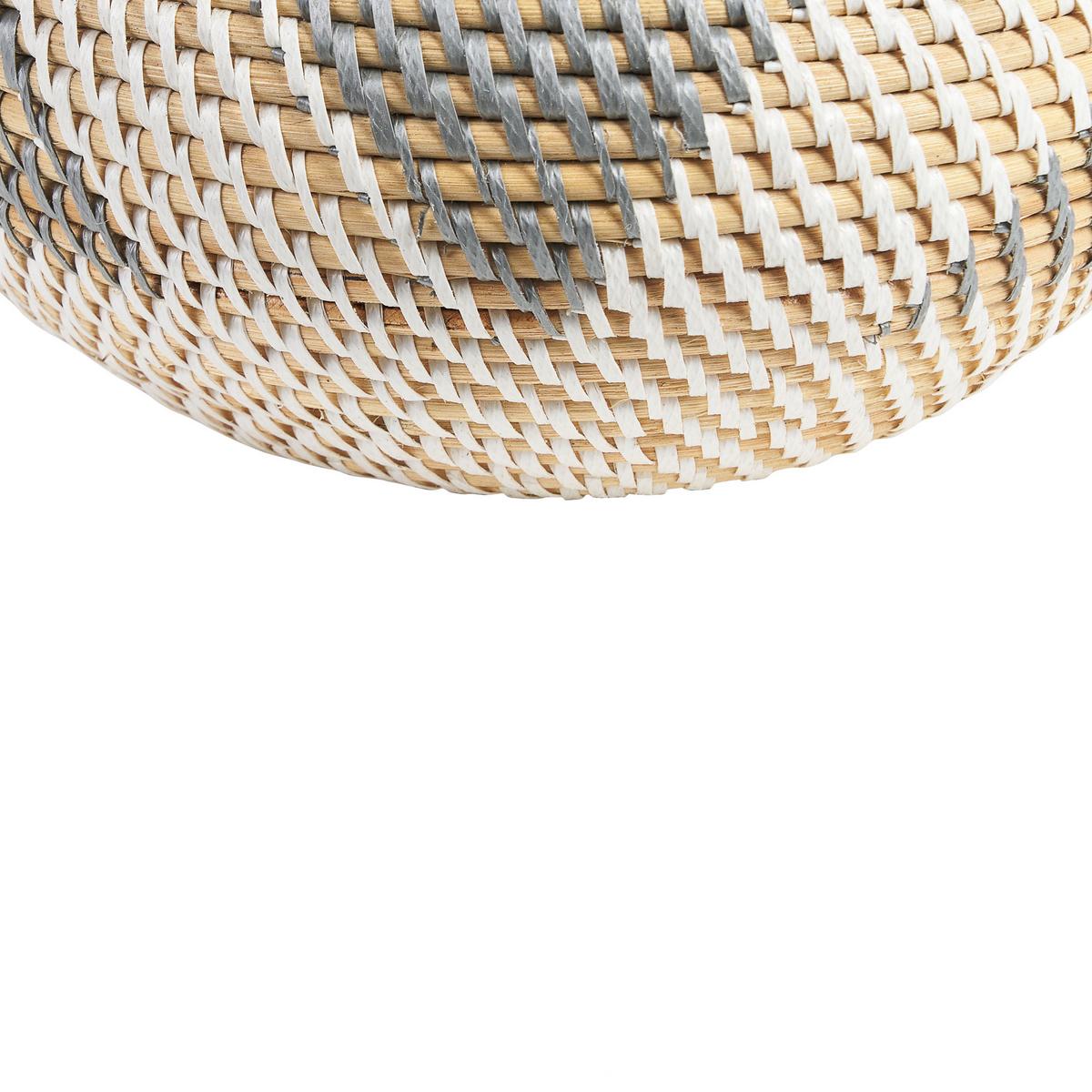DEKOVASE Rattan weiß Asahan - Weiß, Naturmaterialien (22cm) - Beliani