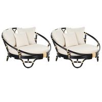SONNENINSEL 2er-Set Rattan schwarz Auflagen beige ROSSANO - Beige/Schwarz, Naturmaterialien (112/71/110cm)