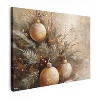 LEINWANDBILD Weihnachten - Kugeln - Beige - Gold Wandbilder 80x60 cm - Goldfarben, Textil (80/60cm) - MuchoWow