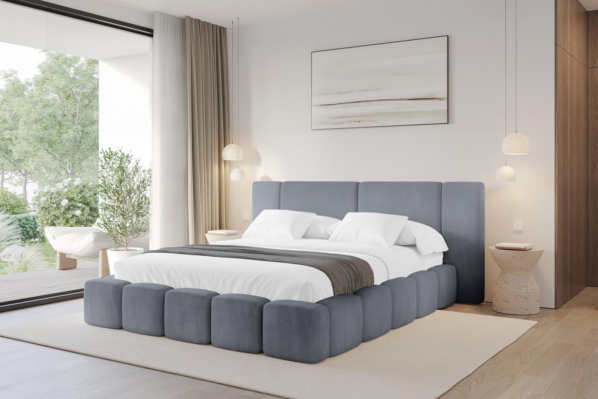 POLSTERBETT mit Bettkasten und Lattenrost, Boxbett ohne Matratze - NILO 200x200 Grau - Grau, Holzwerkstoff/Textil (200/200cm) - ALTDECOR