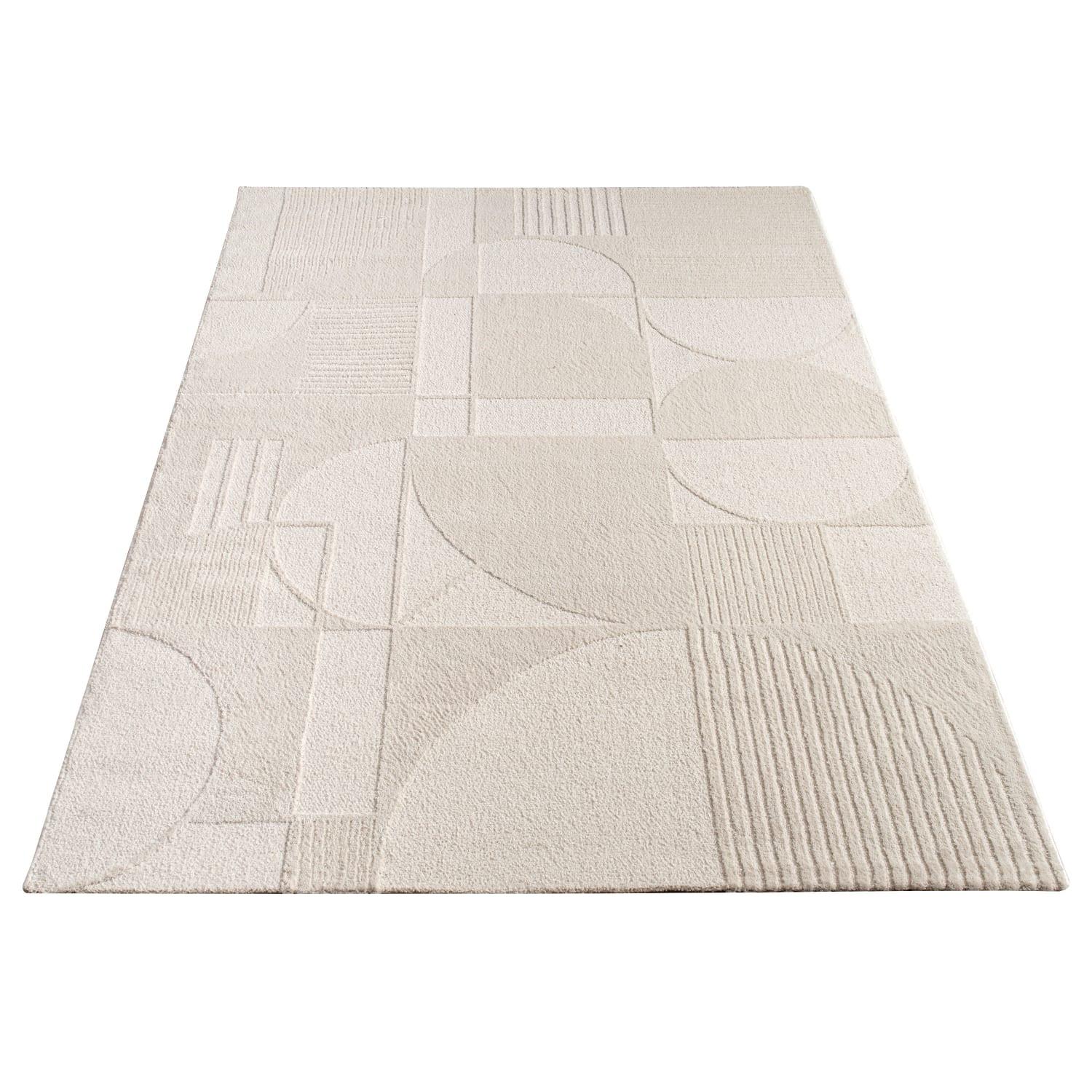 KURZFLORTEPPICH, mit Struktur, aus Polyester, Florhöhe 10 mm, Creme, 160 x 230 cm - Beige, Textil (230/160cm) - KADIMA DESIGN