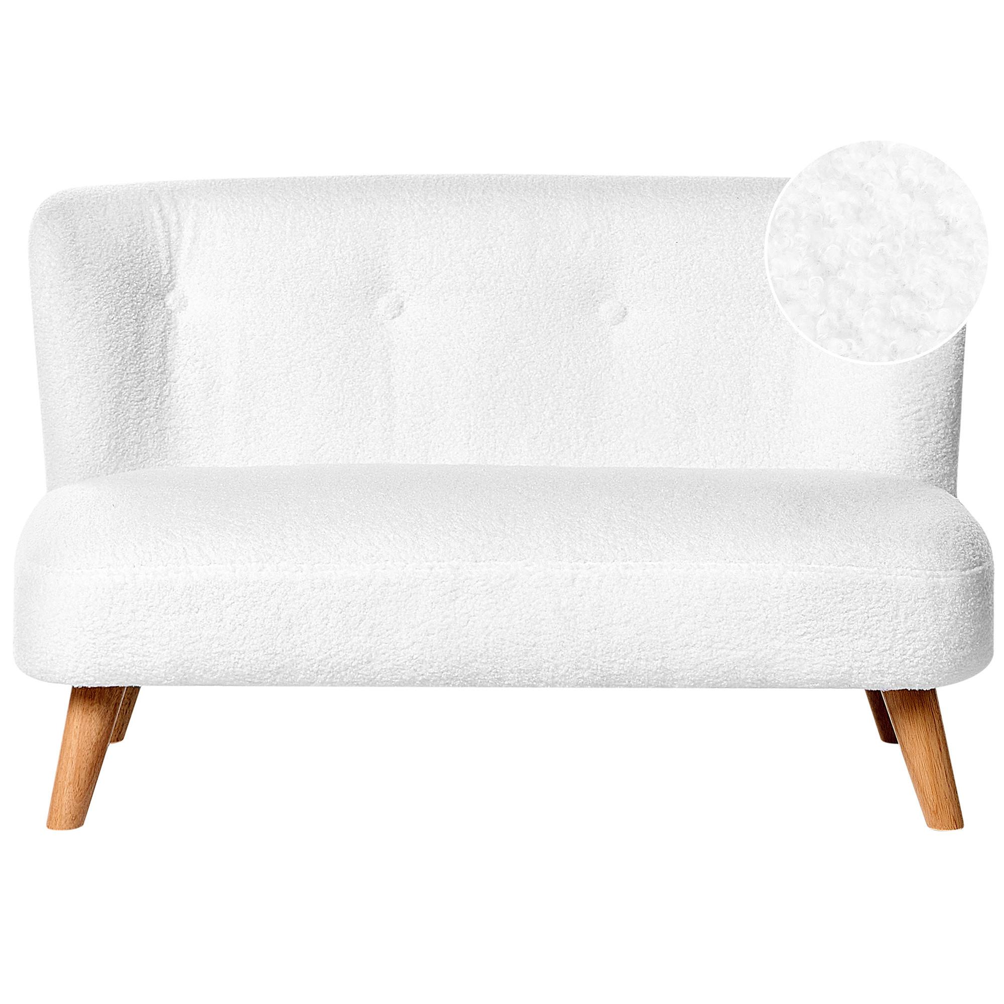 KINDERSOFA Bouclé Weiß Lote - Hellbraun/Weiß, Textil (94/59/57cm) - Beliani