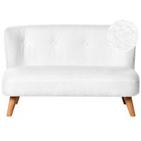 KINDERSOFA Bouclé Weiß Lote - Hellbraun/Weiß, Textil (94/59/57cm) - Beliani