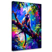 LEINWANDBILD Affe auf einem Ast Bunte Dschungel 40x60cm - Multicolor, Textil (40/60cm) - Feeby