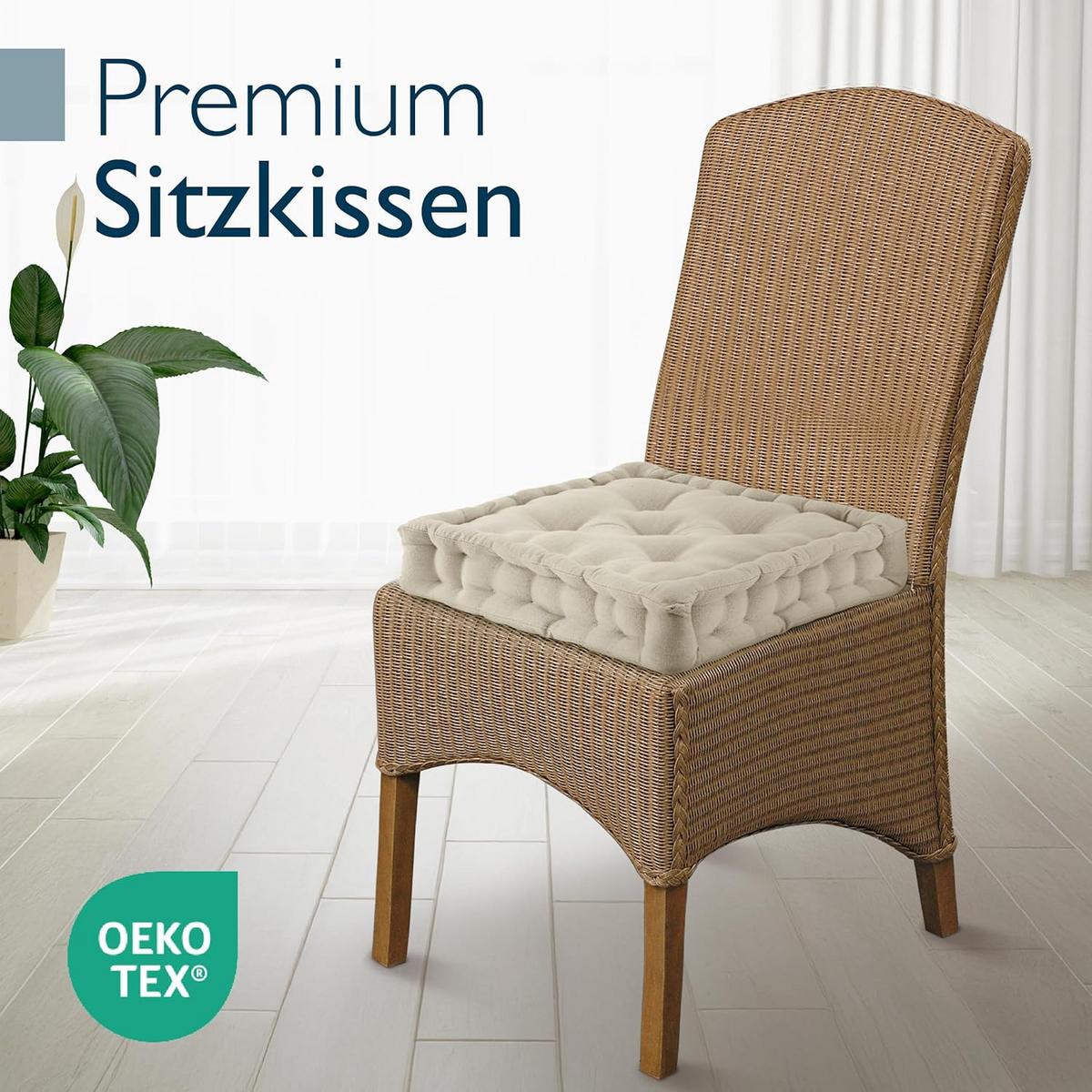 STUHLKISSEN Mila 50x50x10cm Leinen - Naturfarben, Textil (50/50/10cm) - Beautissu 