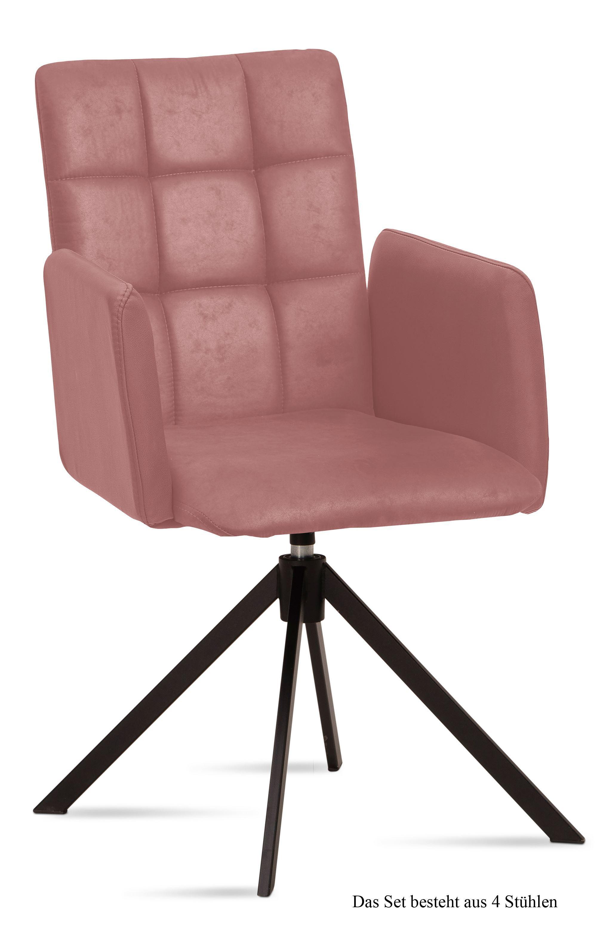 ARMLEHNSTUHL drehbar (4er-Set) Deeann 52x91x60 Schwarz/Rosewood - Dunkelrosa/Schwarz, Kunststoff (60/91/52cm) - 58aufmkessel