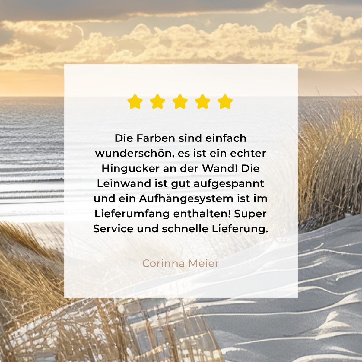 LEINWANDBILD Ausblick - Strand - Dünen - Meer - Natur Wanddeko Schlafzimmer 60x90 cm - Sandfarben, Textil (60/90cm) - MuchoWow