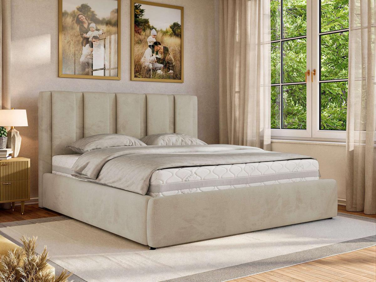 POLSTERBETT SAVINO CLASSIC 200/200 - Beige Velvet - Pocket-Matratze - Beige, Textil (200/200cm) - MKS