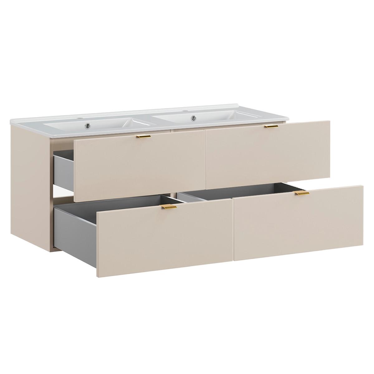DOPPELWASCHTISCH 120cm Azel Kaschmir - Beige, Holzwerkstoff (120/50/46cm) - Petits-meubles