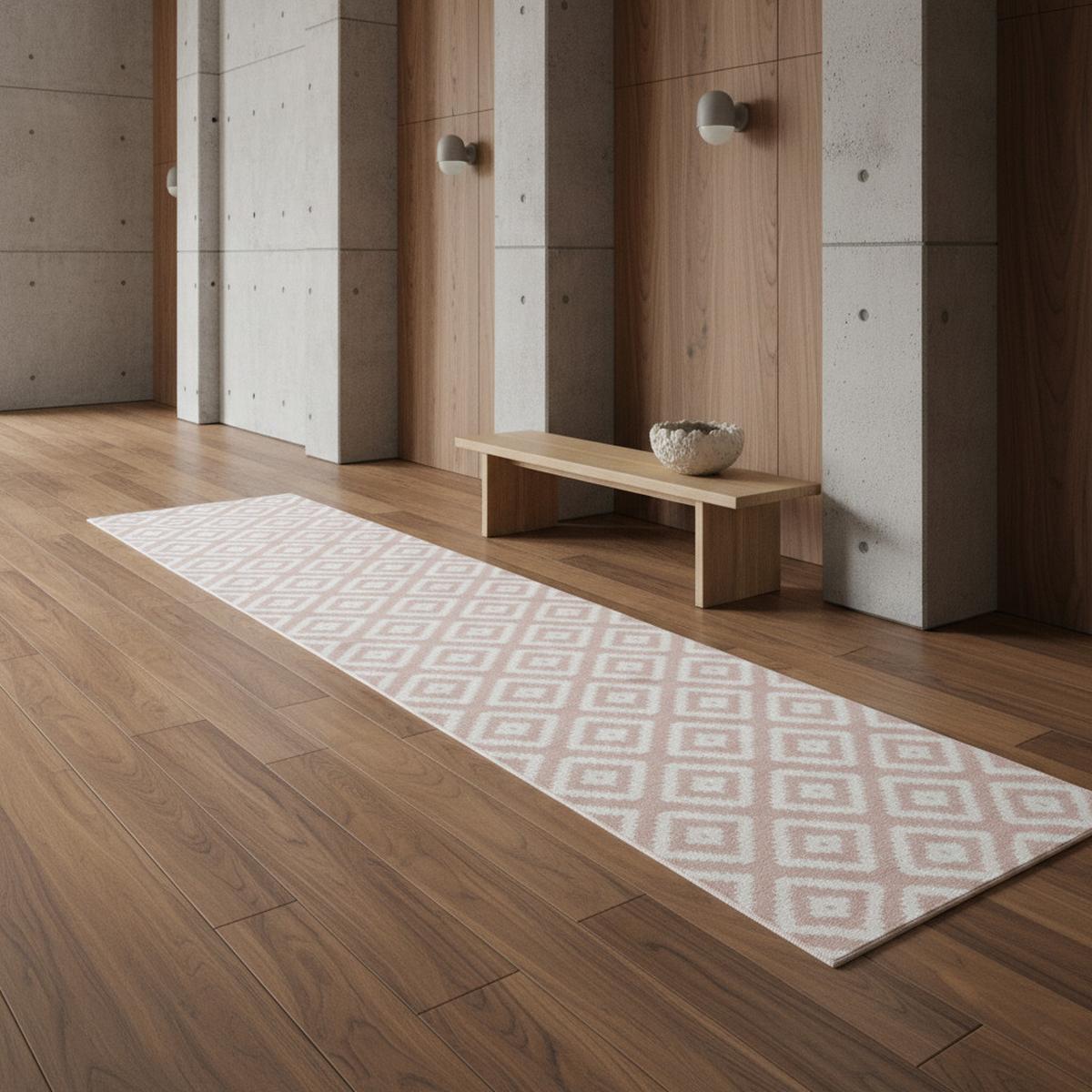 TEPPICH Kurzflor INN in Rosa, geometrisch, 80 x 300 cm - Rosa, Textil (300/80cm) - KADIMA DESIGN