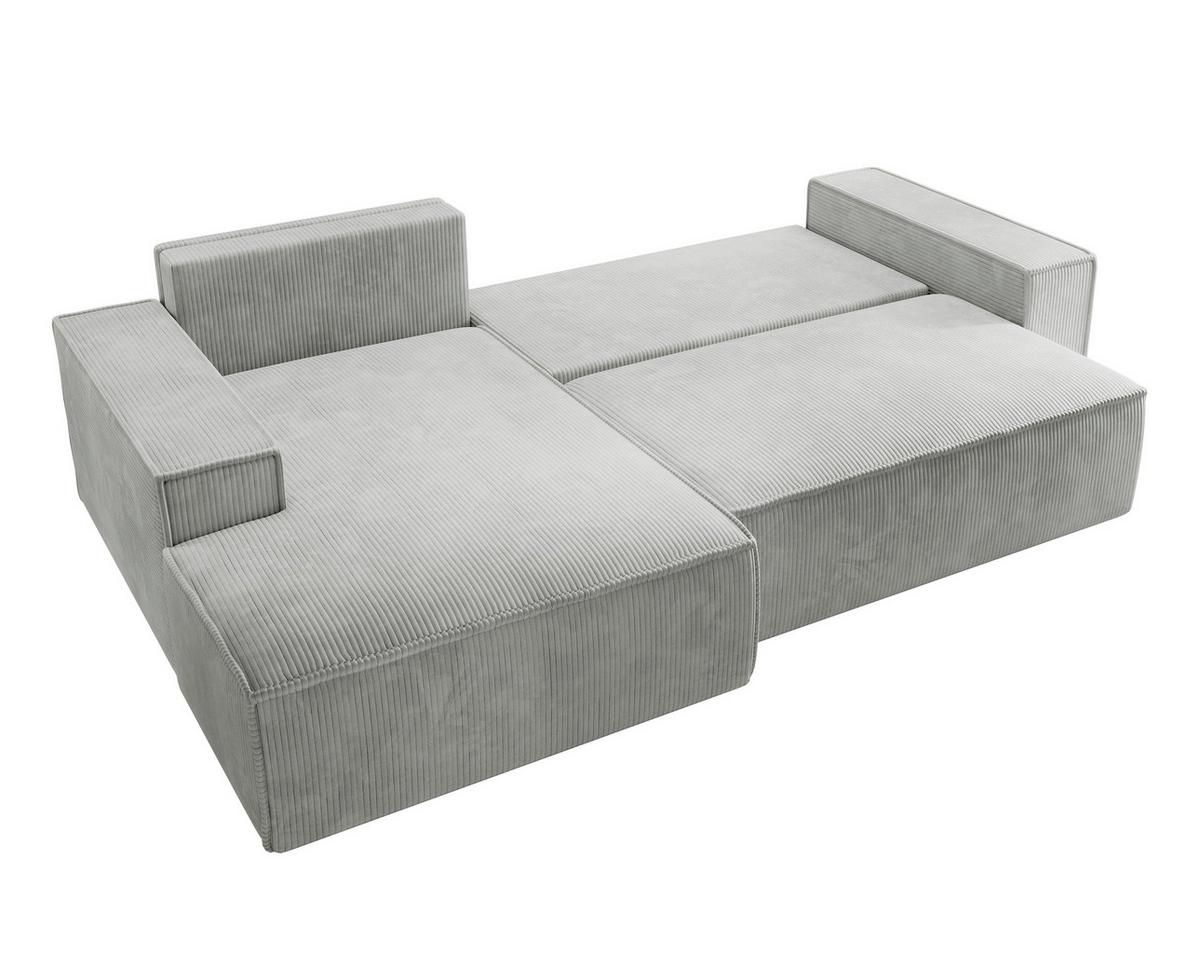 ECKSOFA Farese Hellgrau Cordbezug - Hellgrau/Schwarz, Kunststoff/Textil (267/167cm) - Selsey