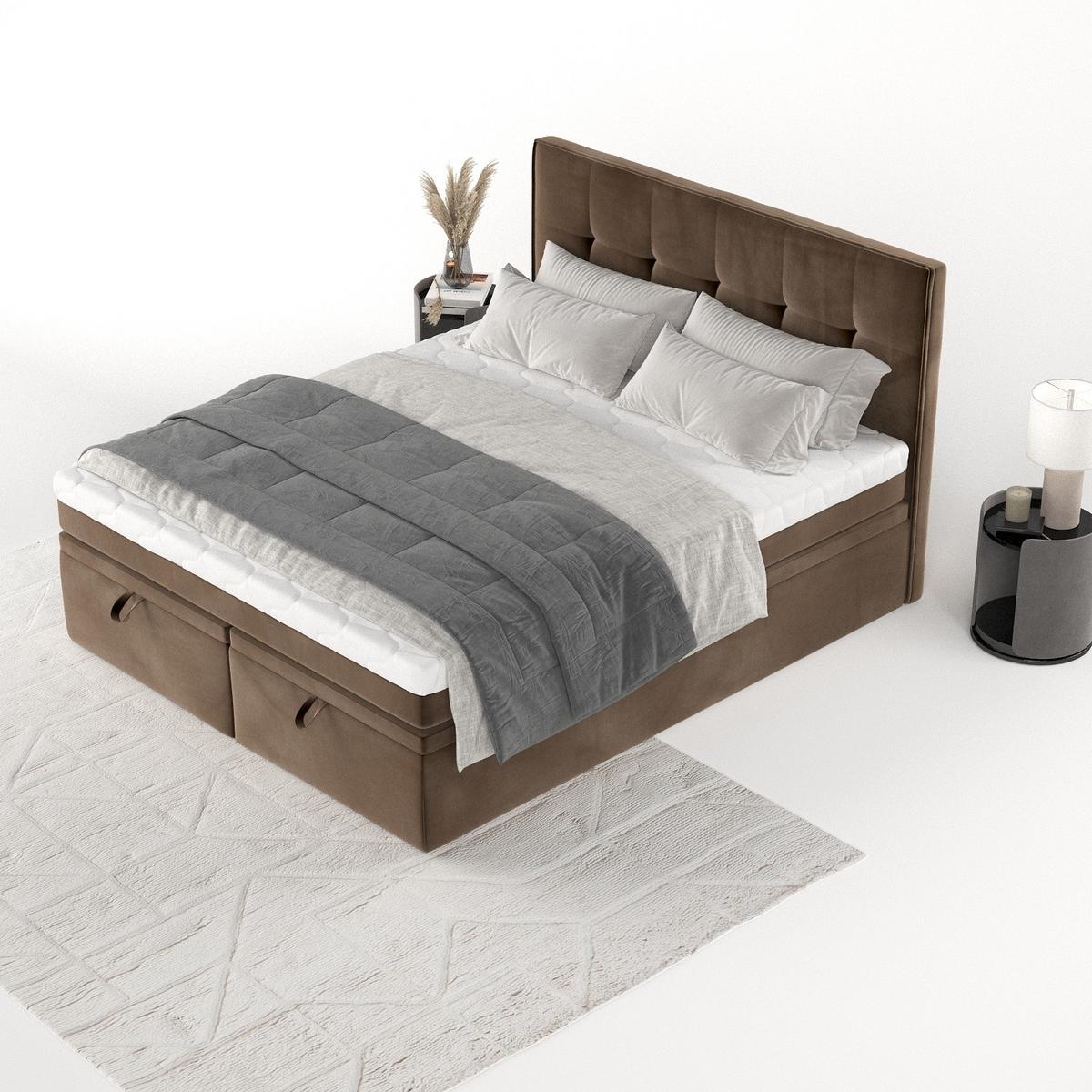 BOXBETT Arivo 200/200 cm Braun im Kronos Stoff - Schwarz/Braun, Holz/Holzwerkstoff (200/200cm) - AltaBeds