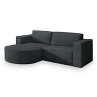 ECKSOFA SORELA P L-S Graphitfarben Kordstoff mit Schlaffunktion - Graphitfarben, Holz (263/174cm) - MASSENO