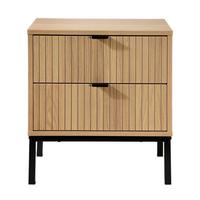 NACHTTISCH 2 Schubladen Effekt Holz mit Rillen - H51cm - Eschefarben, Holzwerkstoff (29/51/36cm) - Calicosy