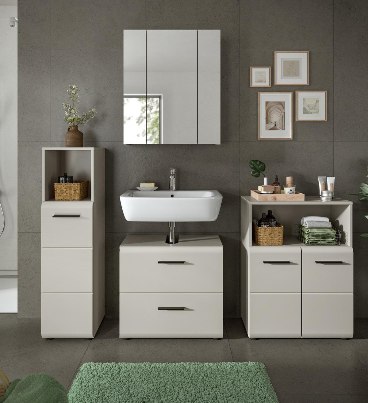 SPIEGELSCHRANK Kaschmir 60 x 70 cm, Badezimmer Schrank 3-türig - Kaschmir, Glas/Holzwerkstoff (60/70/18cm) - Inn.Furn
