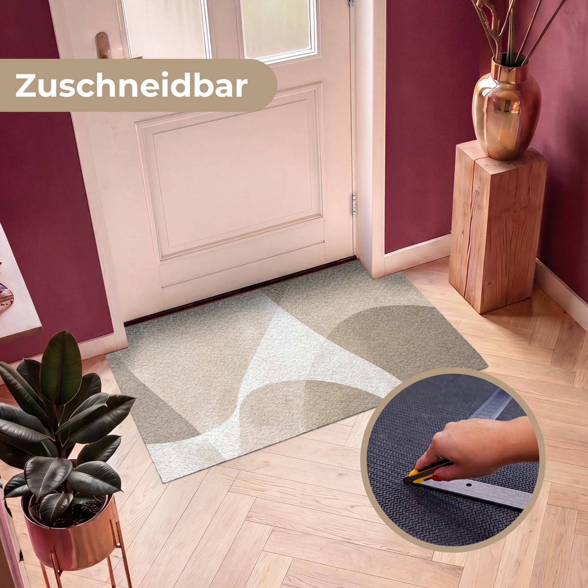 FUSSMATTE Glatte Oberflächen - Harmonisch - Wellenförmig Schmutzfangmatte 120x80 cm - Beige, Kunststoff (120/0.4cm) - MuchoWow