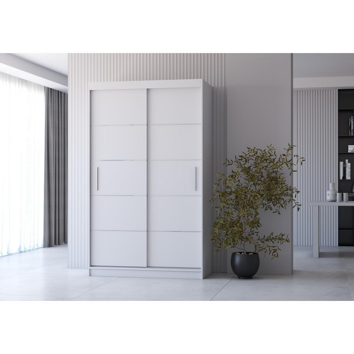 SCHWEBETÜRENSCHRANK Neomi 06 ohne Spiegel Weiß/Weiß 120 cm - Weiß, Holz (120/200/61cm) - imoebel24