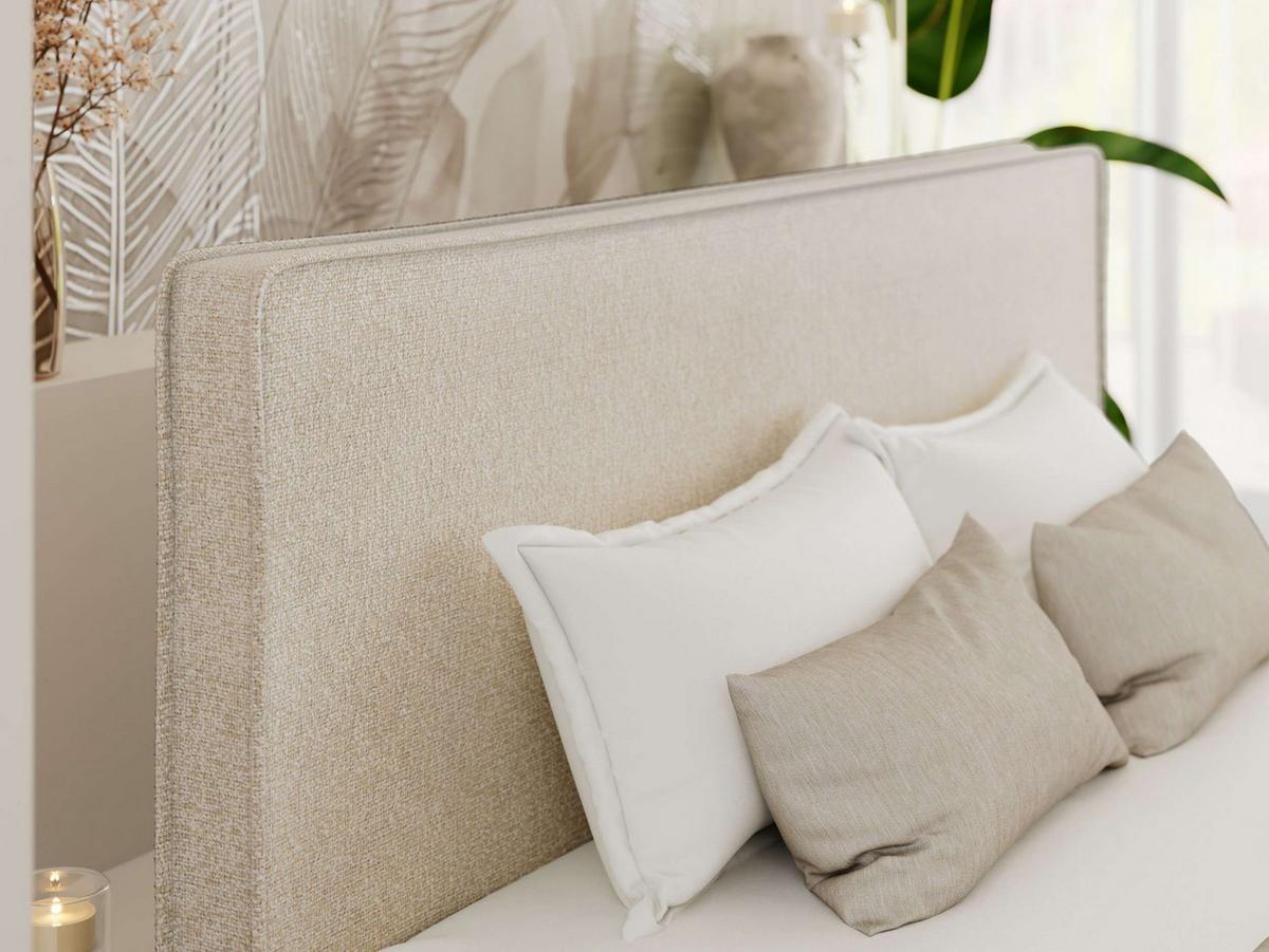 POLSTERBETT LUMARO CLASSIC 140/200 - Creme Stukture - Matratze Multipocket - Creme/Kernbuche, Holz/Textil (140/200cm) - MKS