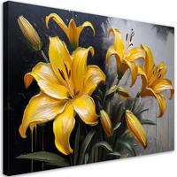 WANDBILD blühende gelbe lilien blumen pflanzen - Gelb, Textil (60/40cm) - Feeby