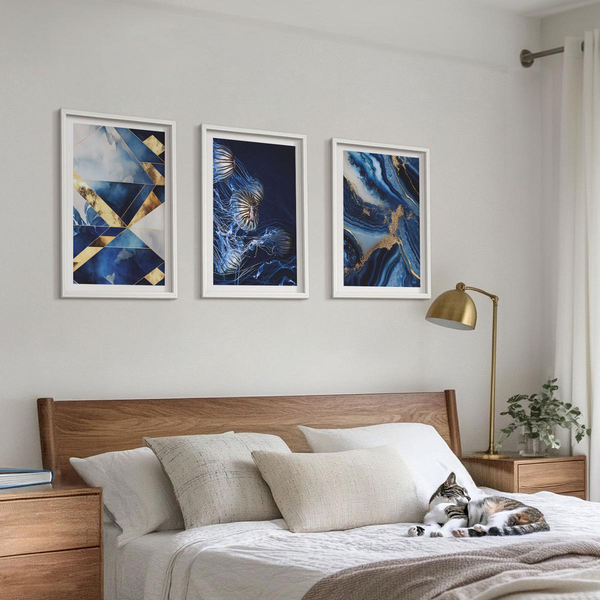 BILDER SET 3er Set - 40x60 cm Weißer Rahmen - Abstrakte, elegante Muster - Weiß, Kunststoff (40/60cm) - TULUP