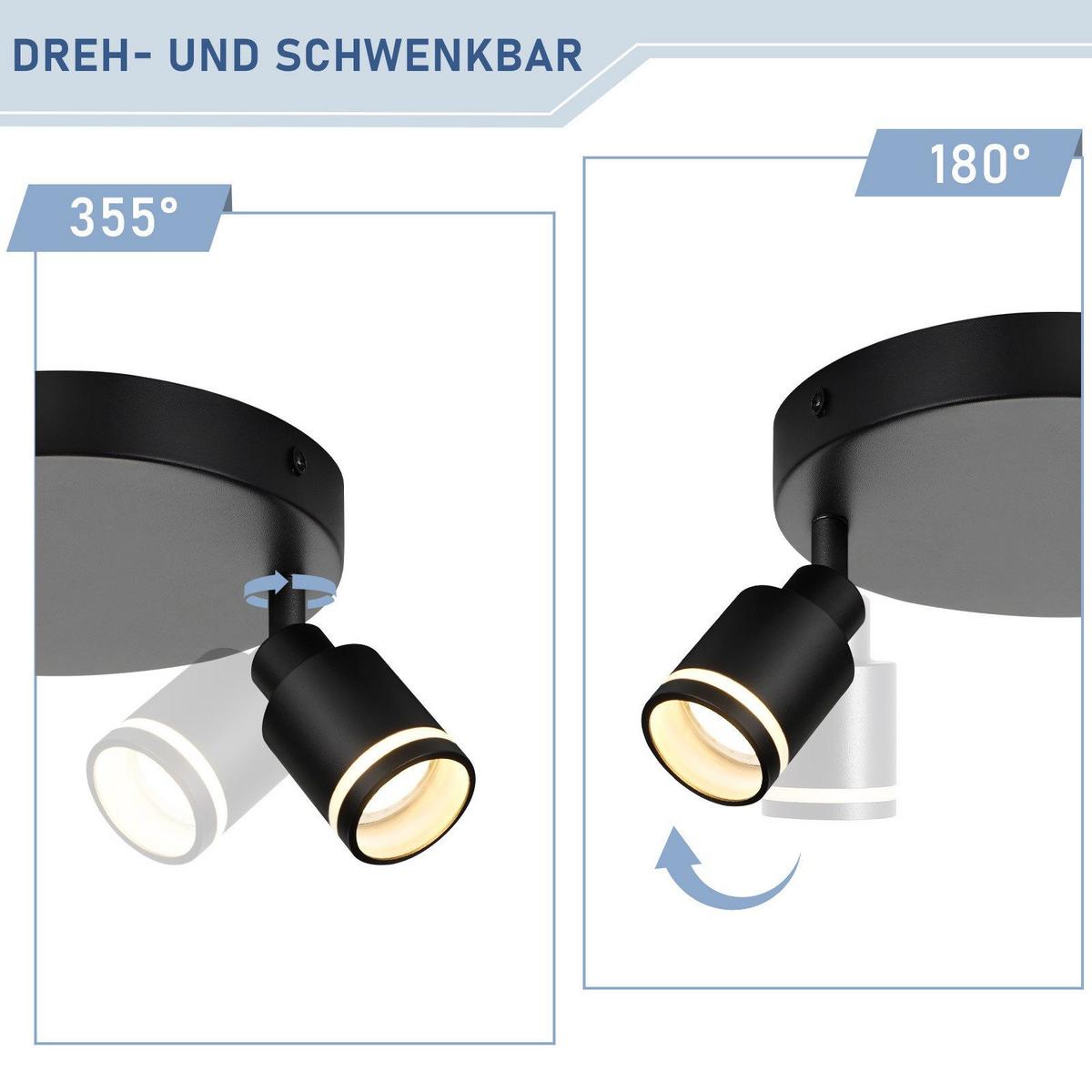DECKENSTRAHLER Oldesloe 3-flammig 20/20/15.7 cm - Schwarz, Metall (20/20/15.7cm) - Nettlife