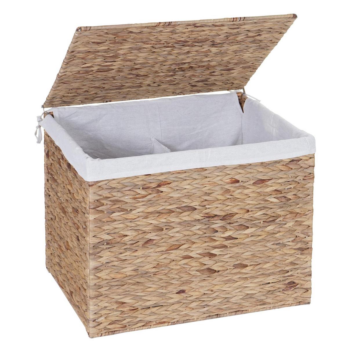 WÄSCHEKORB Buche Dekor, Weiß - Buchefarben/Weiß, Naturmaterialien (60/50/43cm) - MCW