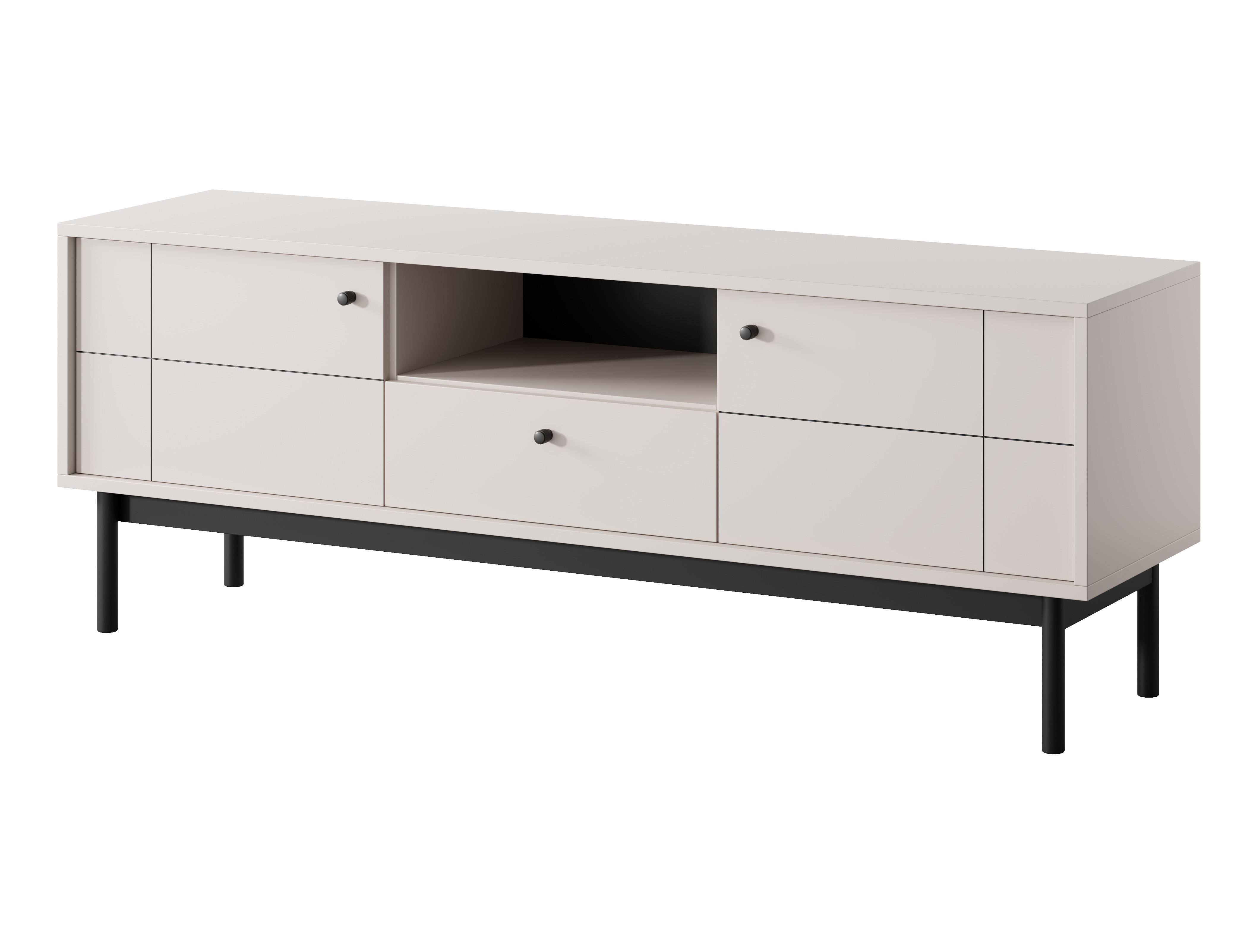 LOWBOARD Cypressa 2T 1S Beige 154/56/39 cm – mit Beinen auf Gestell - Beige/Schwarz, Holzwerkstoff (154/56/39cm) - AX Living