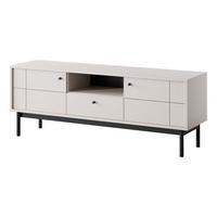 LOWBOARD Cypressa 2T 1S Beige 154/56/39 cm – mit Beinen auf Gestell - Beige/Schwarz, Holzwerkstoff (154/56/39cm) - AX Living