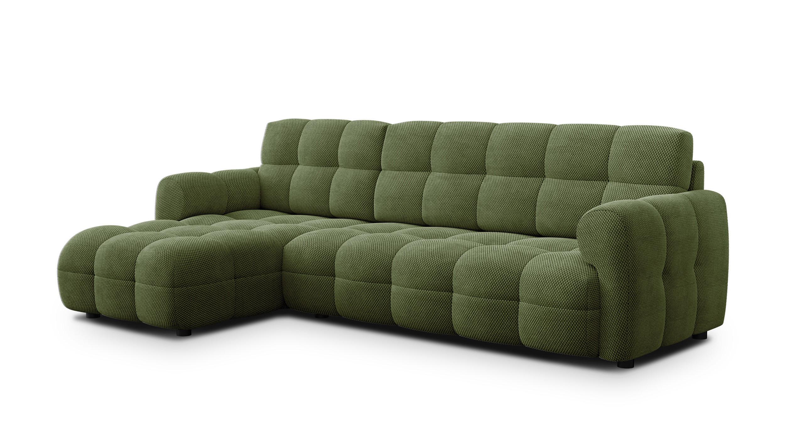 ECKSOFA MELLOW 4-Sitzer, olive - Schwarz/Grün, Holz/Textil (262/156cm) - Wozimo