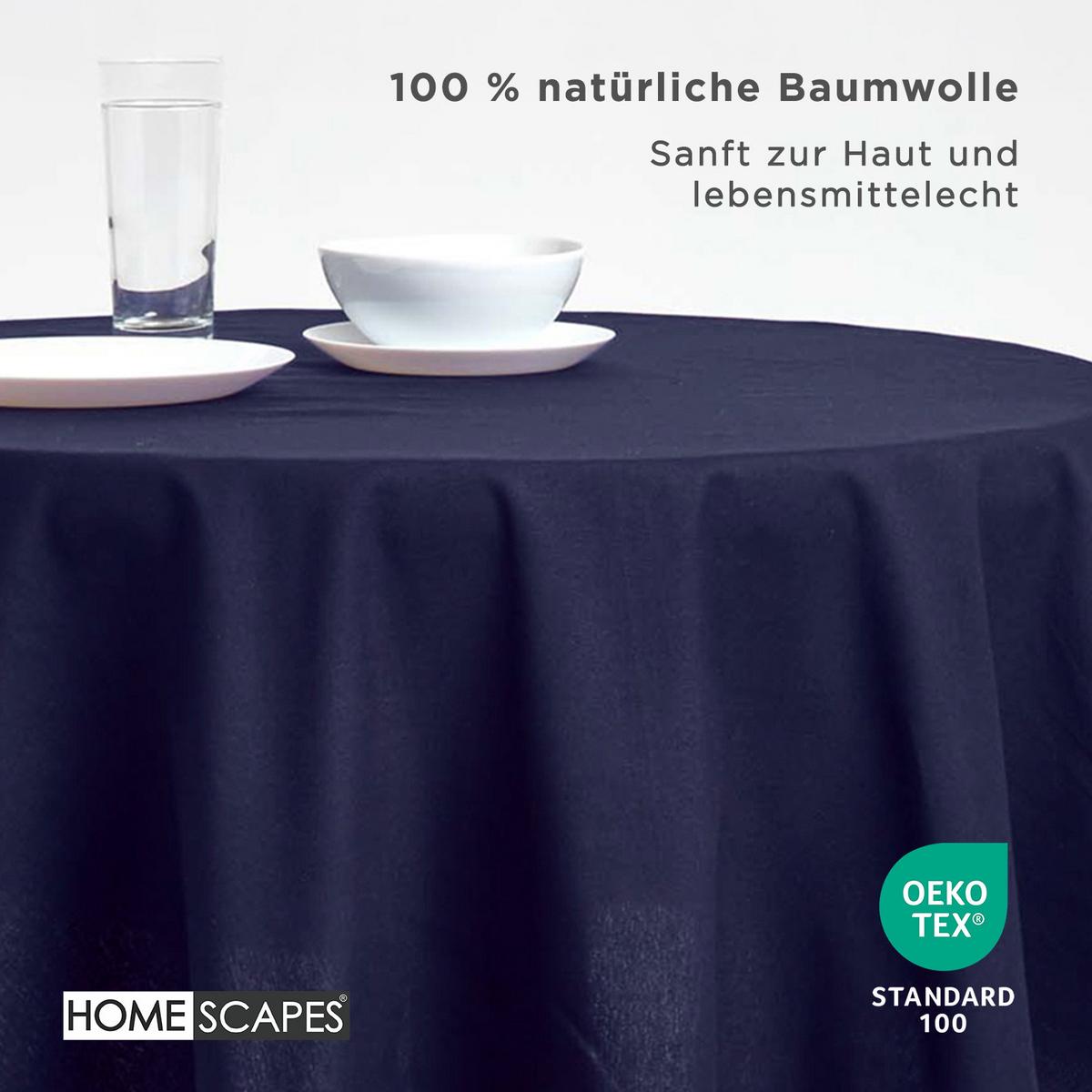 TISCHDECKE dunkelblau rund 178 cm, 100% Baumwolle - Dunkelblau, Textil (178/178cm) - Homescapes
