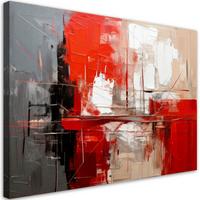 LEINWANDBILD Abstraktion 100x70cm - Rot, Textil (100/70cm) - Feeby