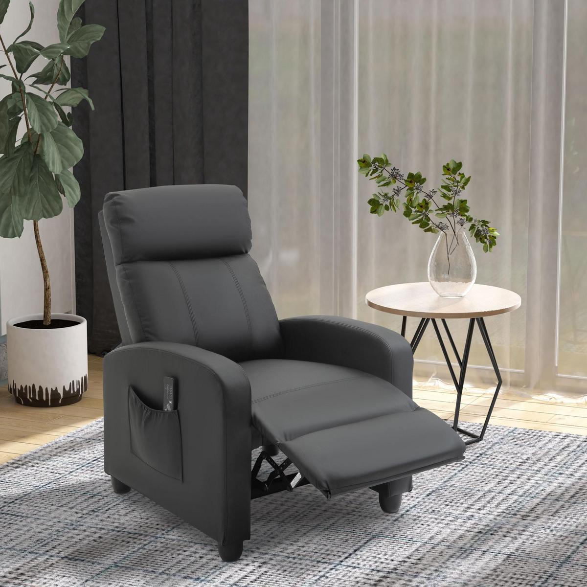 MASSAGESESSEL Kunstleder Schaumstoff Schwarz - Schwarz/Grau, Kunststoff (88/98/68cm) - HOMCOM