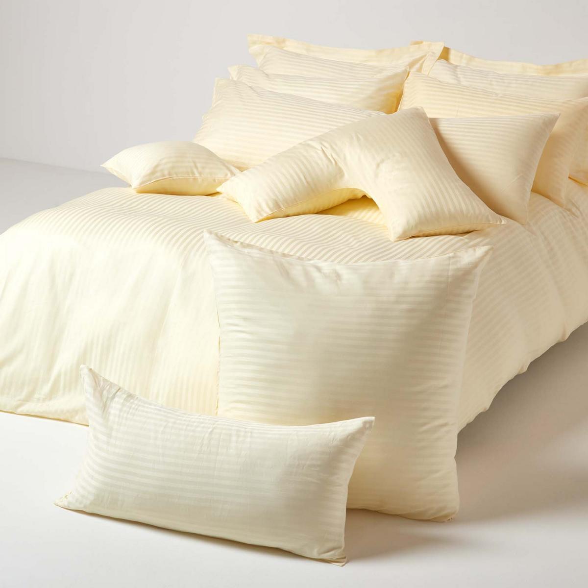 SEITENSCHLÄFERKISSENBEZUG Damast-Streifen, 48/136 cm - Creme, Textil (50/140cm) - Homescapes