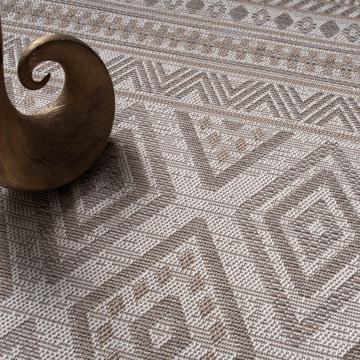 FLACHWEBTEPPICH, mit Rautenmuster, aus Polypropylen, Beige, 133 x 190 cm - Beige, Textil (190/133cm) - KADIMA DESIGN