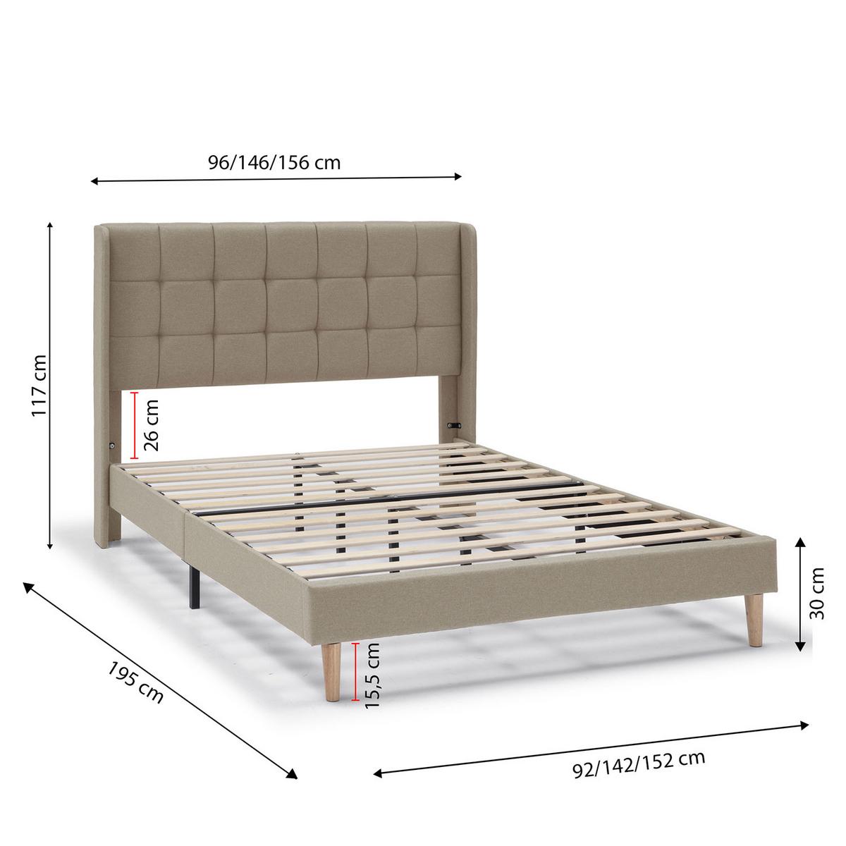 POLSTERBETT 140x190 cm Esther, Beige - Beige, Textil (195/146/117cm) - VS Venta-stock