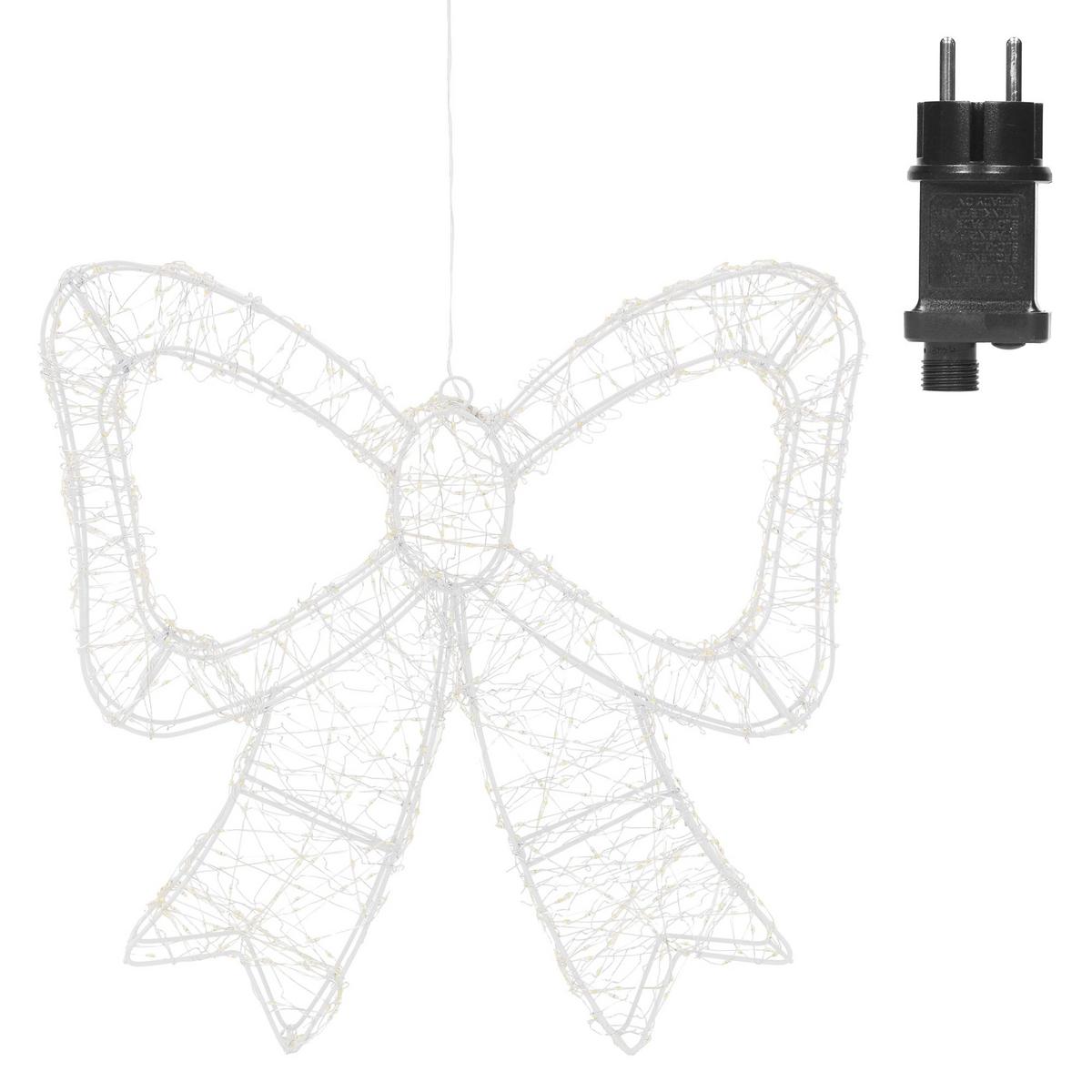 LED SCHLEIFE mit Timer 720 LED Warmweiß Weihnachtsdeko 46 cm Innen/Aussen - Weiß, Kunststoff (48/46/6cm) - ECD-Germany