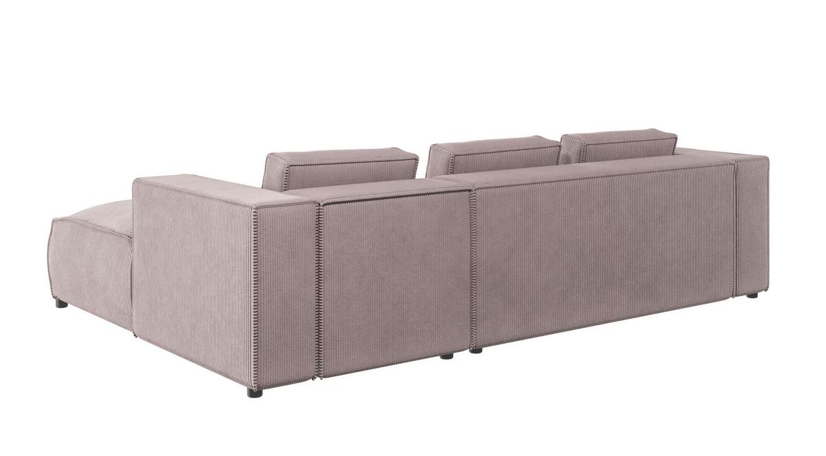 ECKSOFA Nova Puderrosa Cord, Ottomane rechts - Pink/Schwarz, Holz/Kunststoff (262/176cm) - S-Style