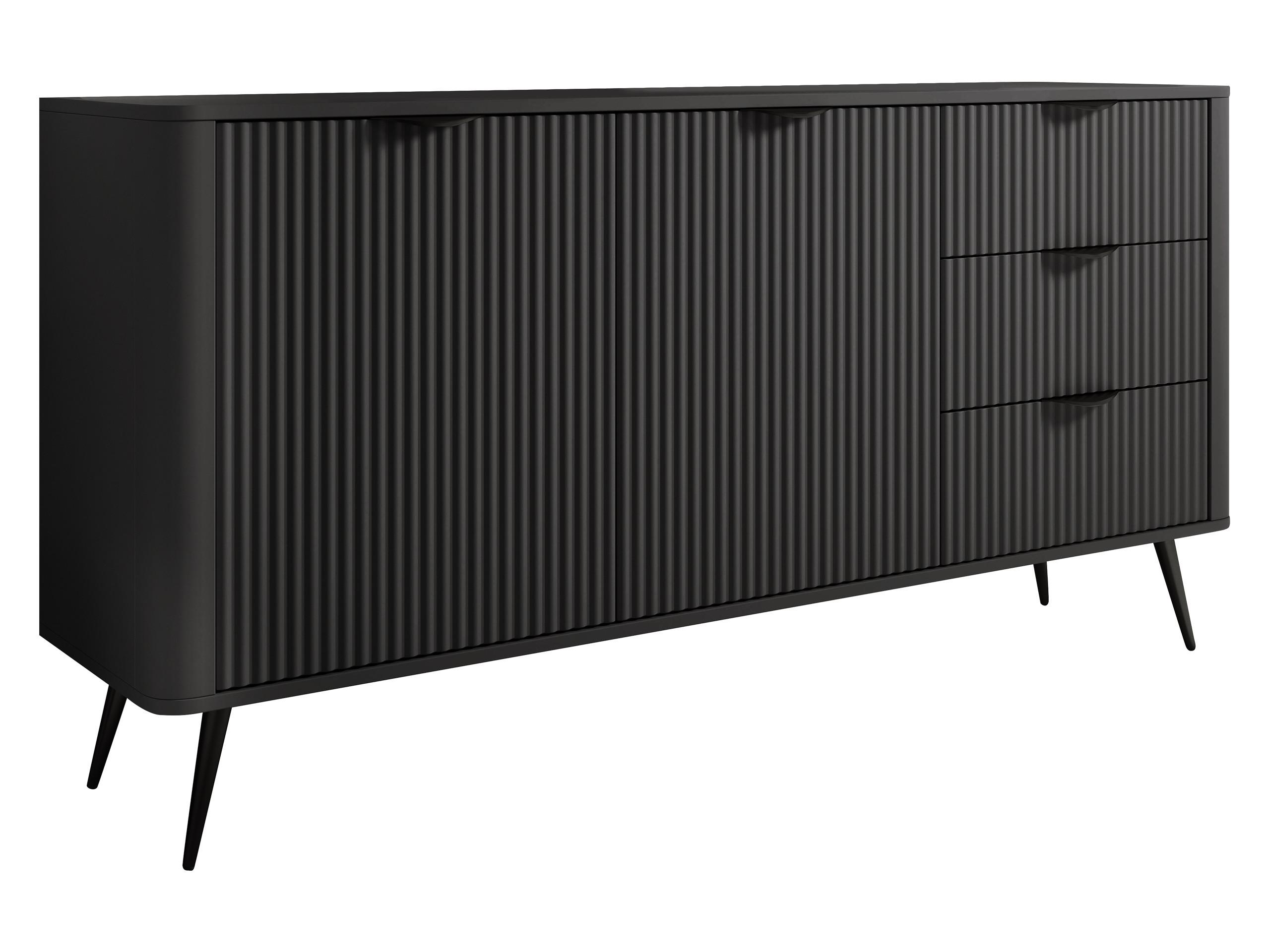 KOMBIKOMMODE Lante 2D3S - Dunkelgrau/Schwarz, Holzwerkstoff/Metall (164/82/38cm) - MIRJAN24