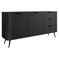 KOMBIKOMMODE Lante 2D3S - Dunkelgrau/Schwarz, Holzwerkstoff/Metall (164/82/38cm) - MIRJAN24