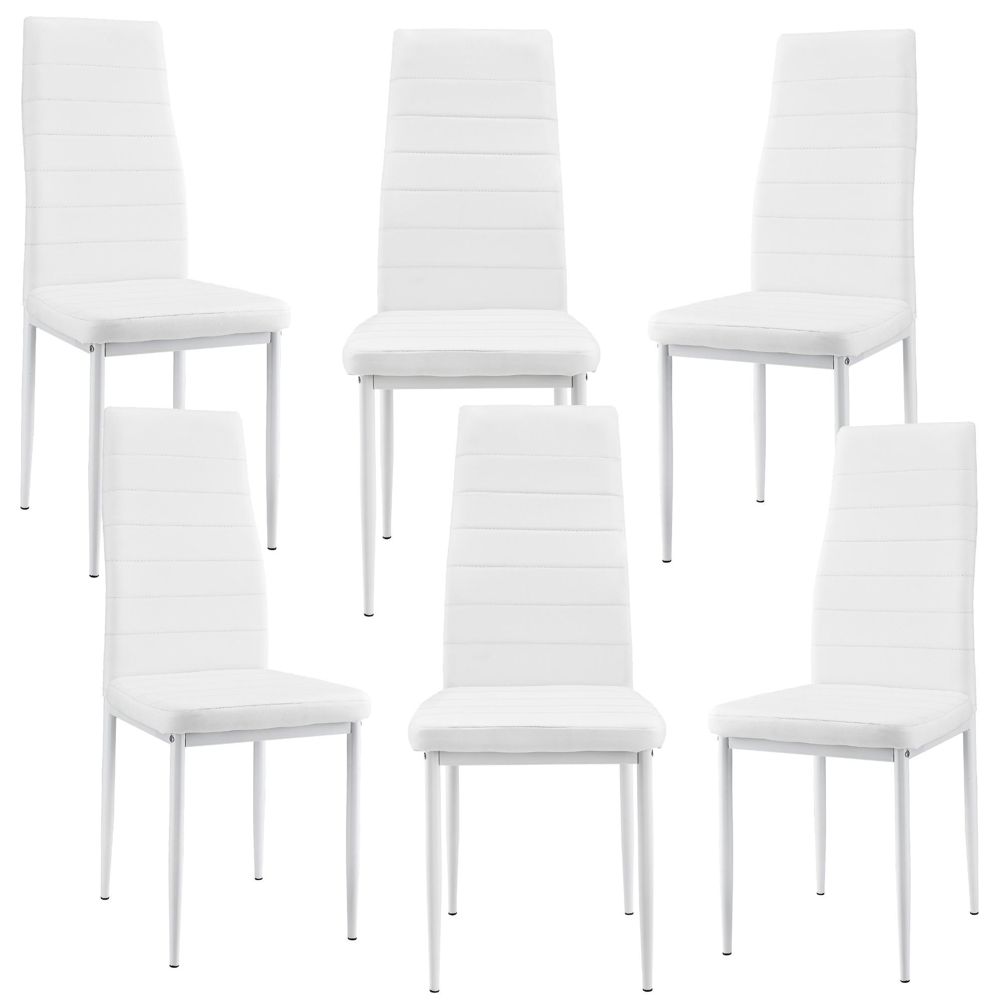 ESSZIMMERSTUHL Lidköping 6er Set - Weiß, Leder (43/96/52cm) - [en.casa]