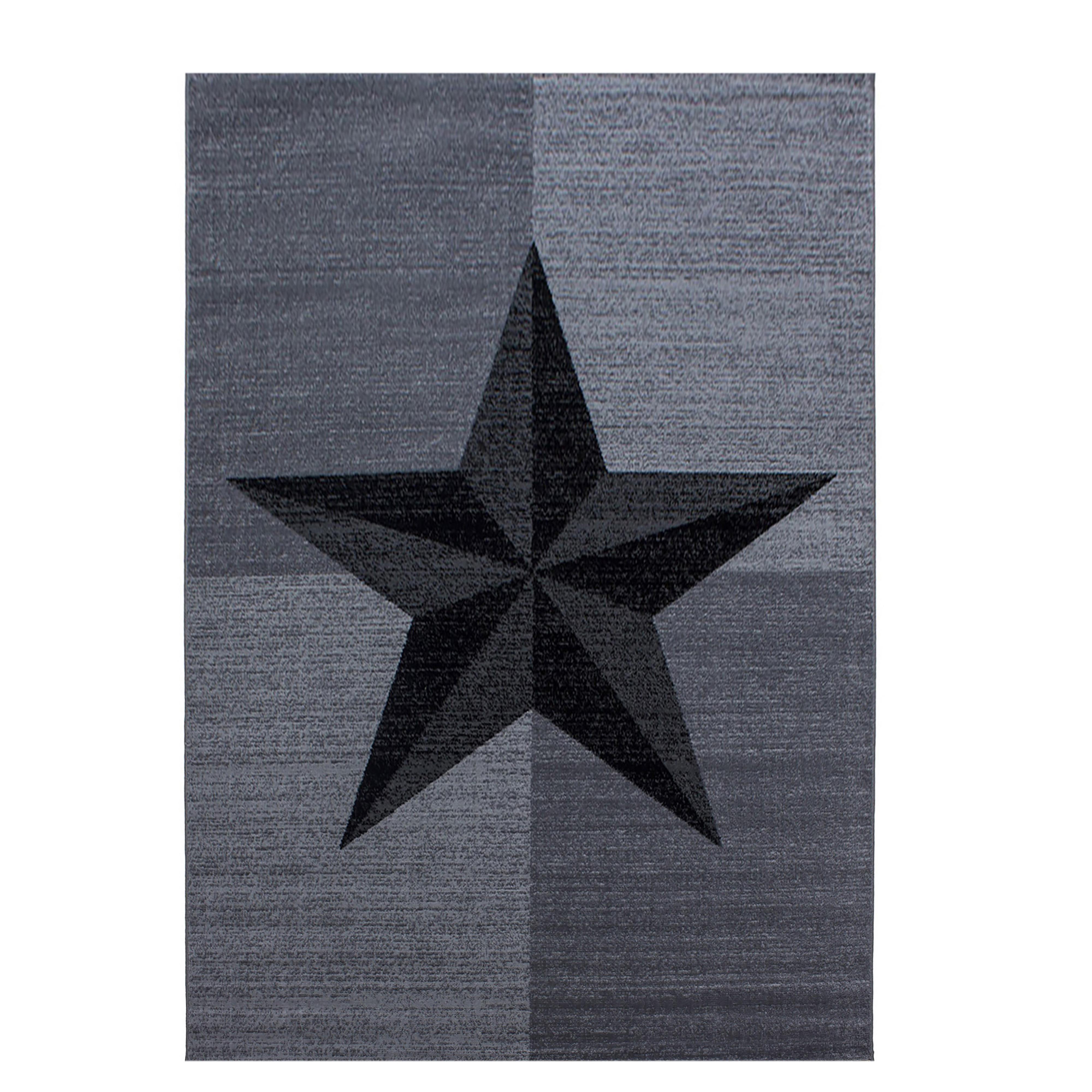 TEPPICH Kurzflor INN in Grau, mit Sternen-Motiv, 120 x 170 cm - Grau, Textil (170/120cm) - KADIMA DESIGN