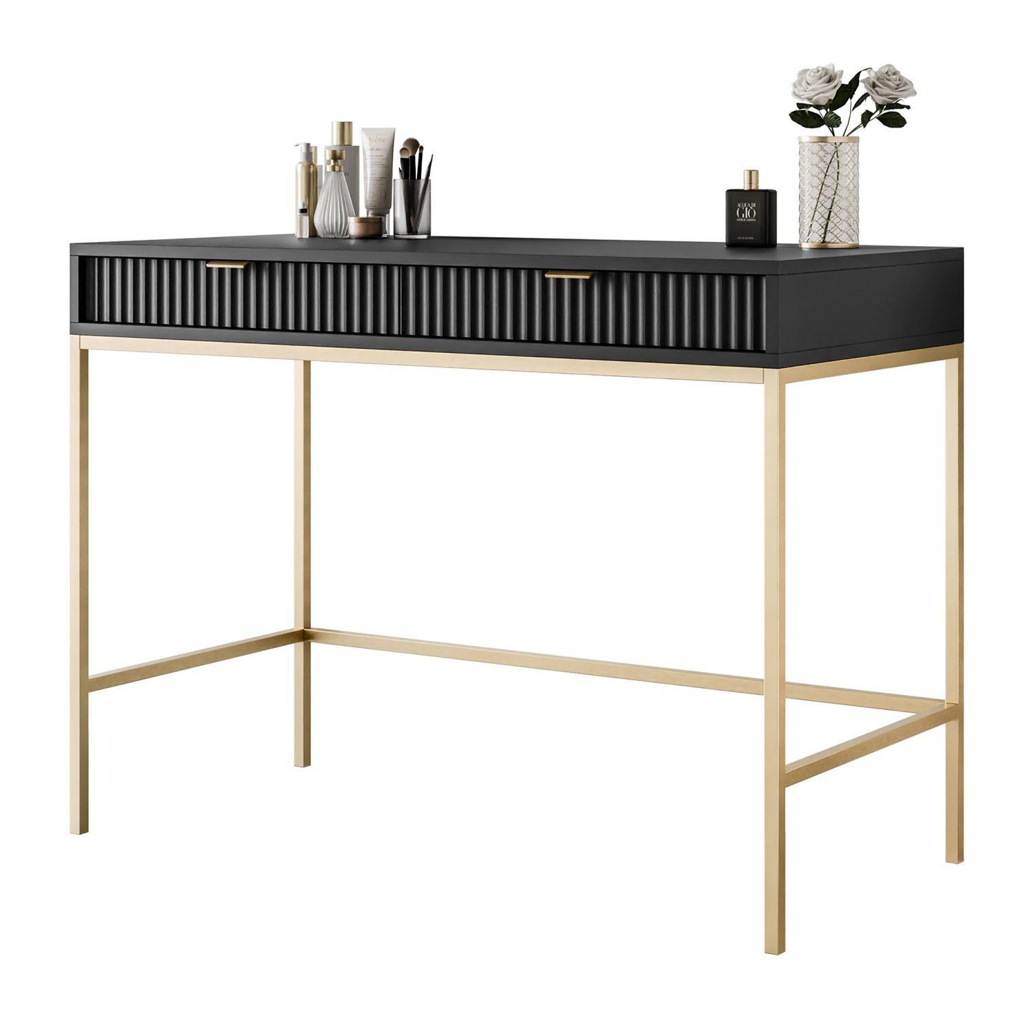 KONSOLENTISCH CORTADO GOLD T104 SCHWARZ - Schwarz, Holzwerkstoff (50/104/78cm) - Lookway