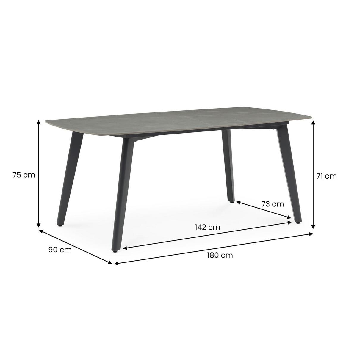 GARTENTISCH MEZA anthrazit - Anthrazit, Metall (90/180/75cm) - IDIMEX