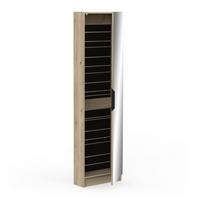 SCHUHSCHRANK 1 Tür Spiegel L50 cm - Zapatero - Eichefarben, Holzwerkstoff (20/180.5/52.9cm) - Calicosy