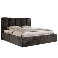 POLSTERBETT SAVINO CLASSIC 160/200 - Dunkelgrau Plüsch - Multipocket-Matratze - Dunkelgrau, Textil (160/200cm) - MKS