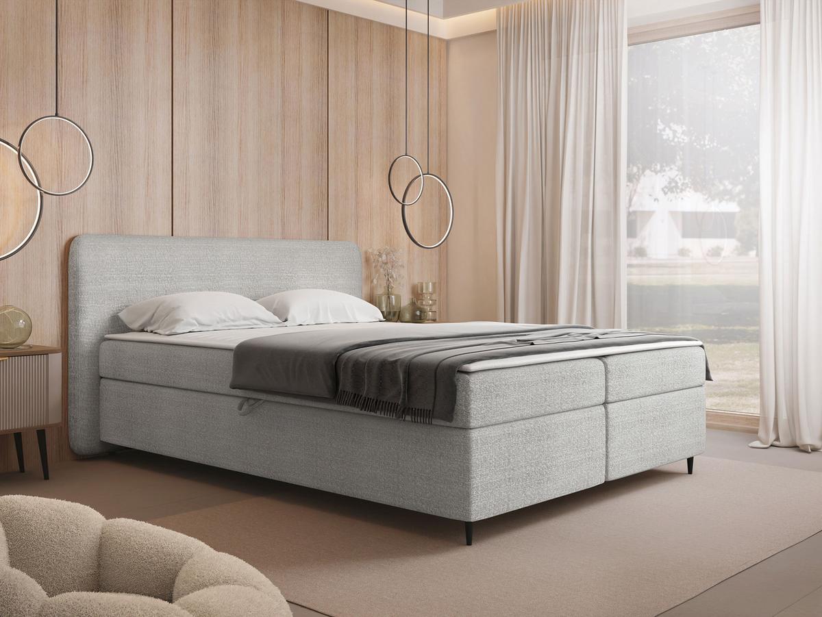 BOXBETT Boho II - H3 - Hellgrau/Schwarz, Holz/Holzwerkstoff (180/200cm) - MIRJAN24