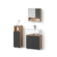 BADMÖBEL-SET Ronco Anthrazit gepunktet 3 Teile - Anthrazit, Holzwerkstoff (60/59/30cm) - Livinity®