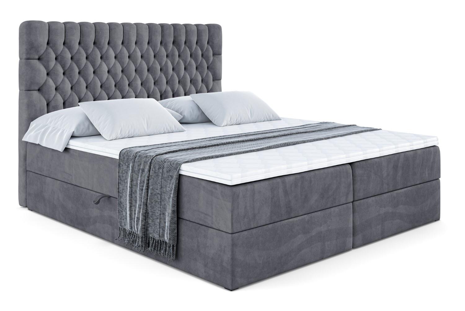 BOXBETT mit Matratze H4 und Lattenrost - SERENE - 140x200 - H4 - Dunkelgrau - Dunkelgrau, Holzwerkstoff (140/200cm) - ALTDECOR
