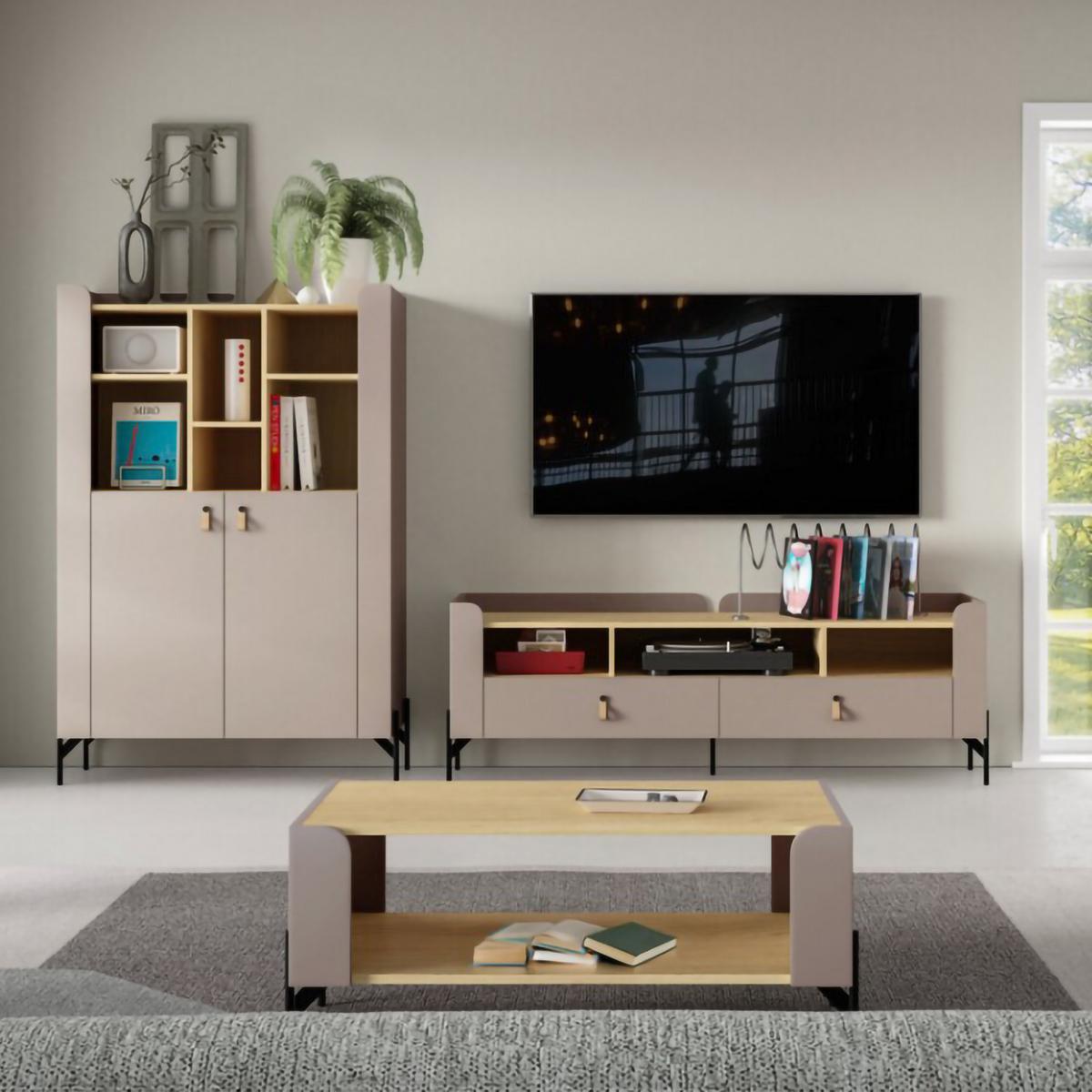 BÜCHERREGAL Sorella mit 4 offenen Regalböden, 55 cm, für Jugendzimmer, Porcini + Eiche Mavelie - Eichefarben/Cappuccino, Holzwerkstoff (55/201/42cm) - Beautysofa