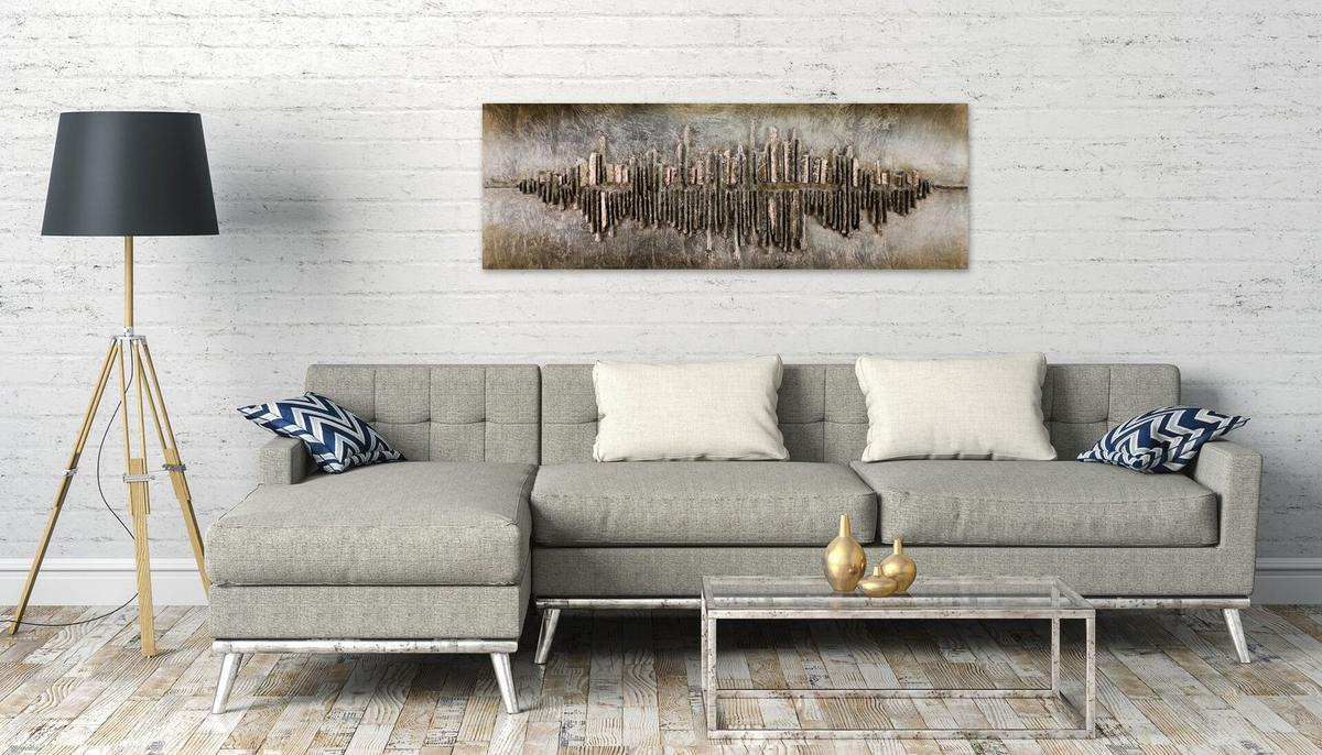 HOLZBILD Beige 144/44 cm - Beige/Braun, Holz (8.8/44cm) - KUNSTLOFT